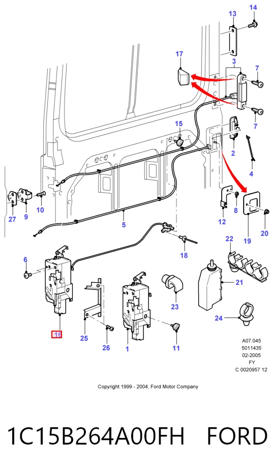 1C15B264A00FH Ford Замок дверей бічних (зсувної) внутрішній