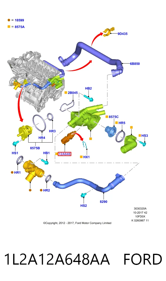 Термодатчик охолоджуючої рідини Ford Transit VII фургон (V363) (2013 - 2026) ціна, від 3.80 USD
