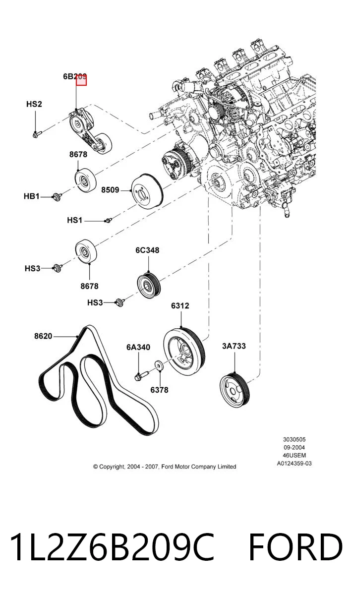 1L2Z6B209C Ford Натяжна планка поліклинового ременя