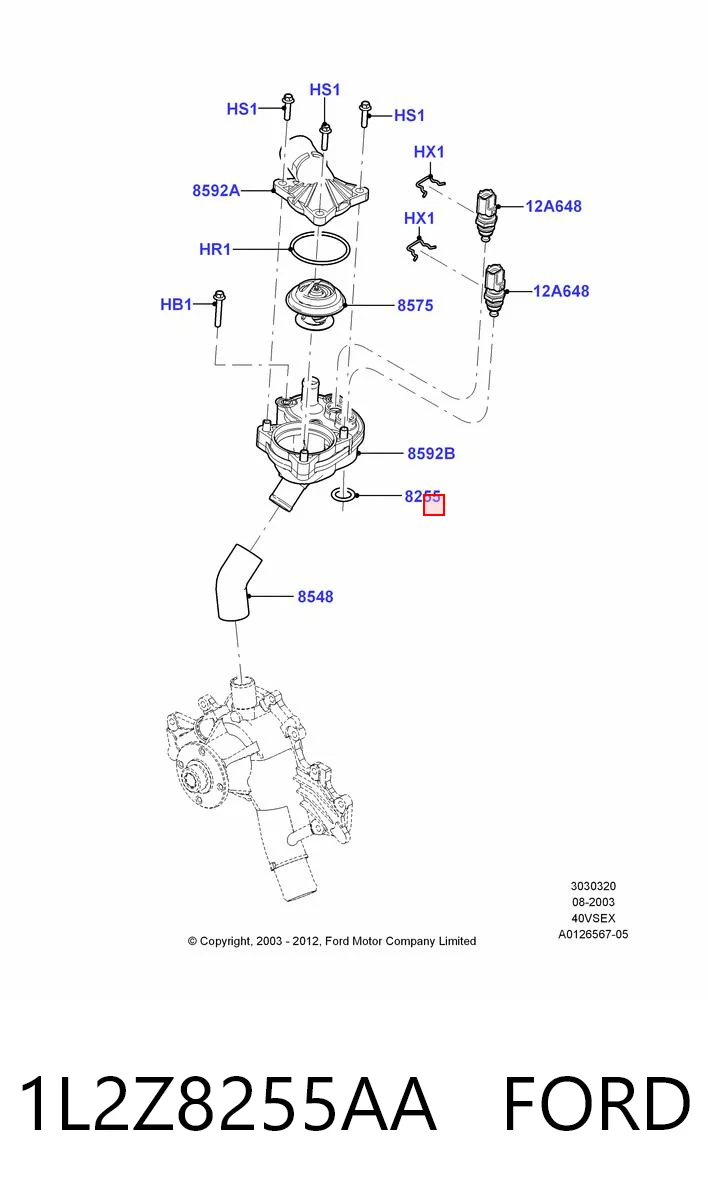 1L2Z8255AA Ford Прокладка корпусу термостата