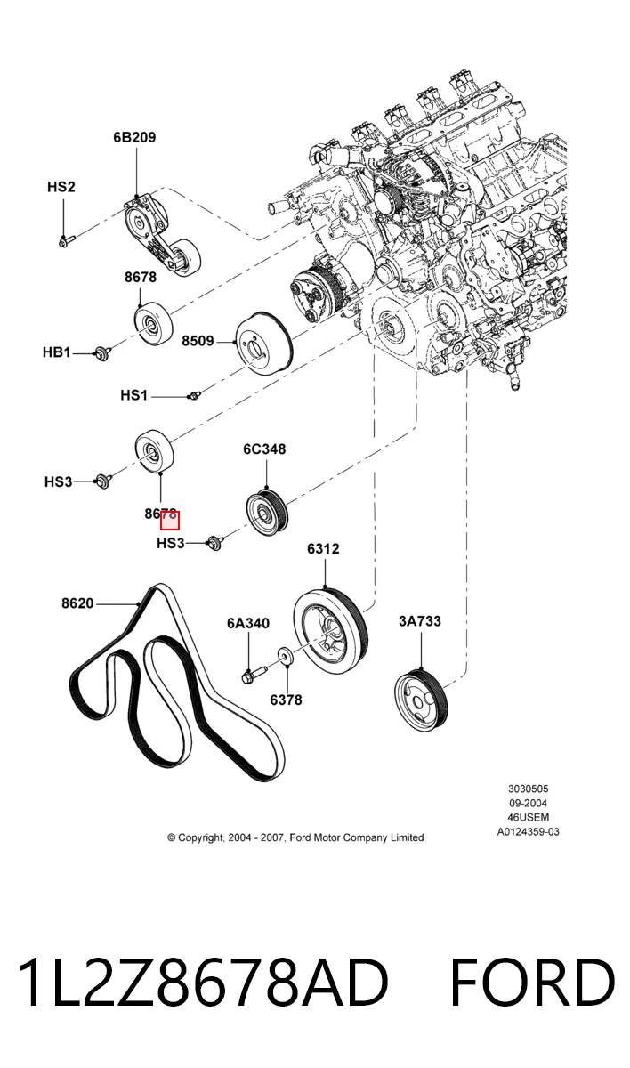 1L2Z8678AD Ford Ролик приводного ременя, паразитний
