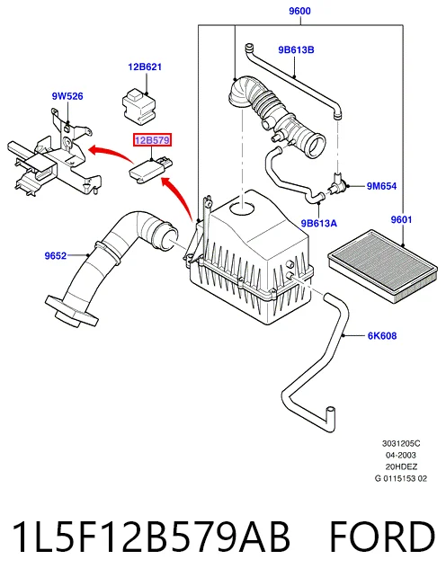 1L5F12B579AB Ford Датчик витрати повітря