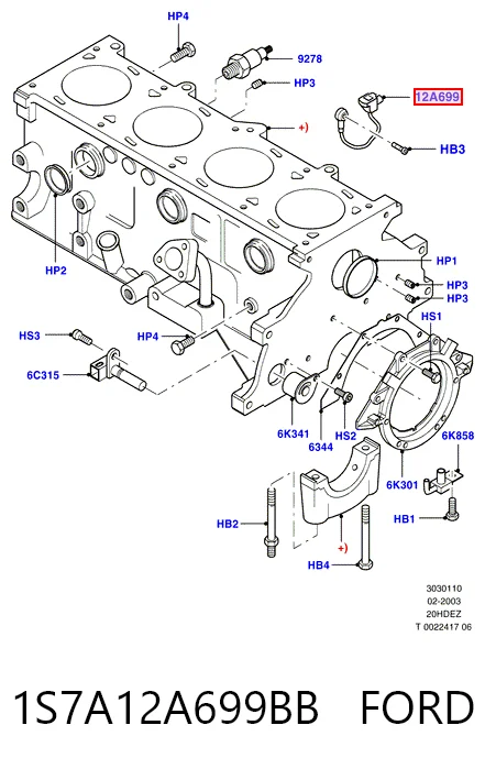 1S7A12A699BB Ford Датчик детонації