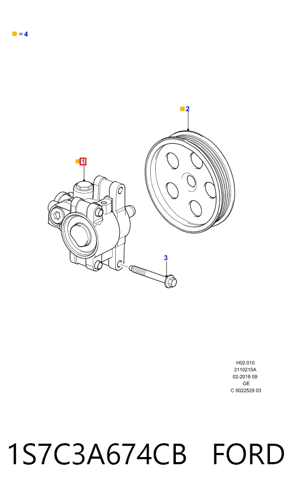 1S7C3A674CB Ford Насос гідропідсилювача