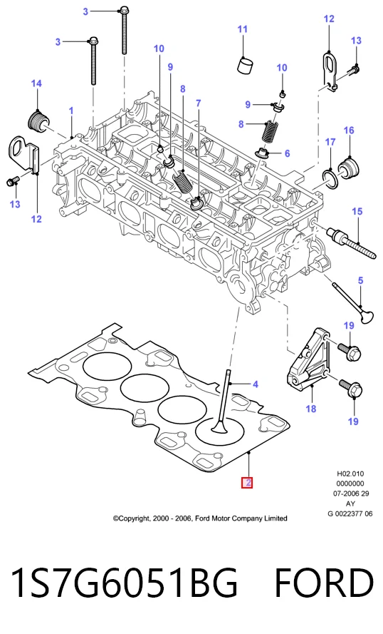 1S7G6051BG Ford Прокладка під головку