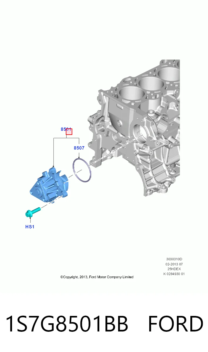 1S7G8501BB Ford Насос охолодження