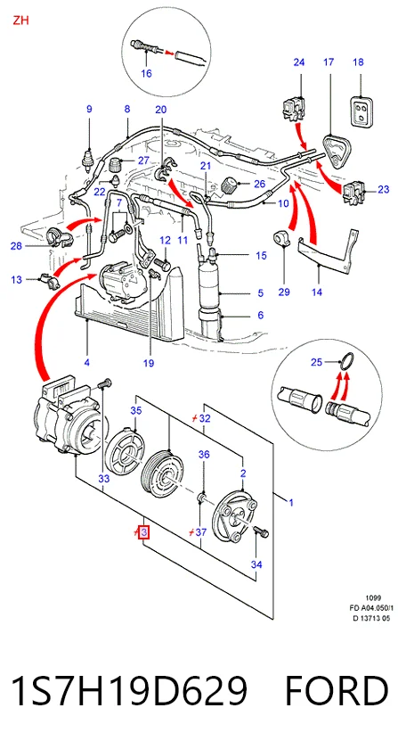 1S7H19D629 Ford Компресор холодоагенту
