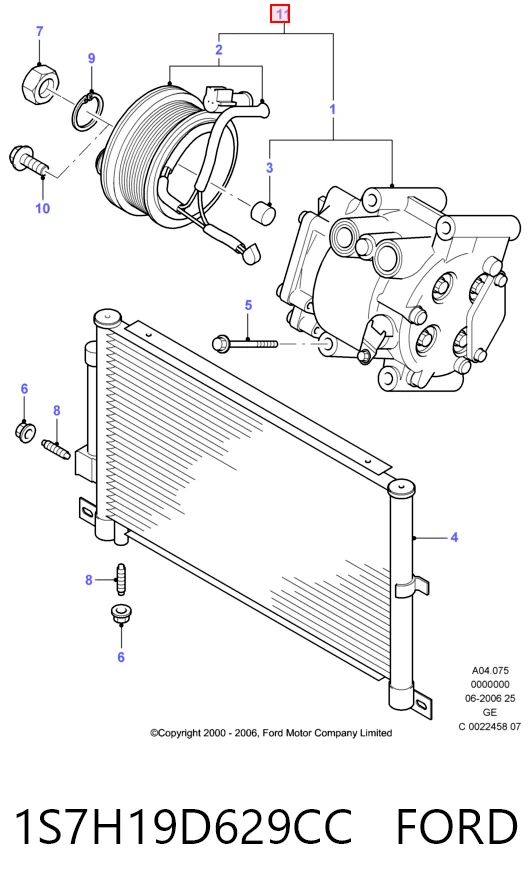 1S7H19D629CC Ford Компресор холодоагенту