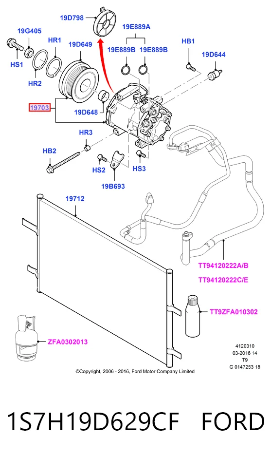 1S7H19D629CF Ford Компресор холодоагенту