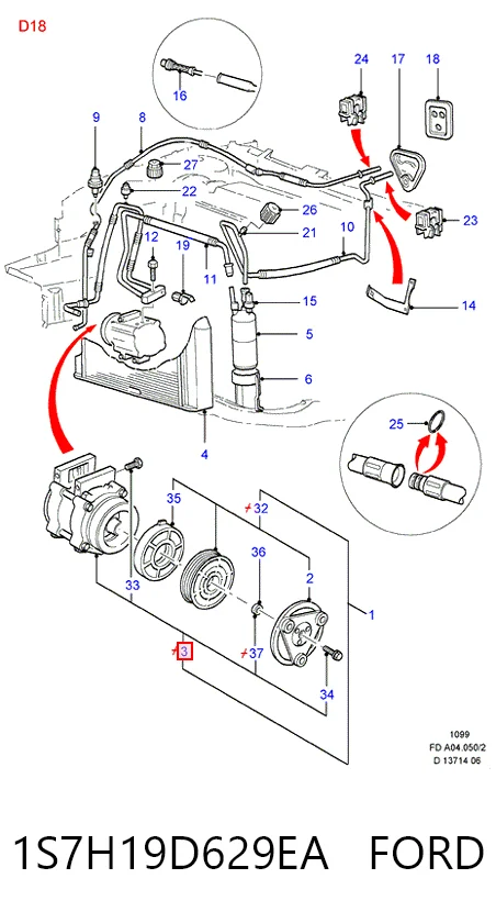 1S7H19D629EA Ford Компресор холодоагенту