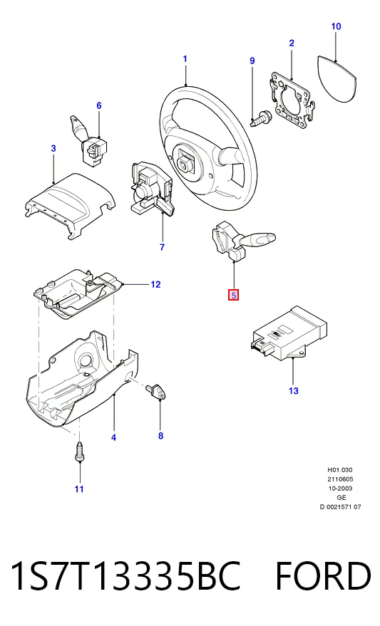 1S7T13335BC Ford Перемикач підрульовий, лівий