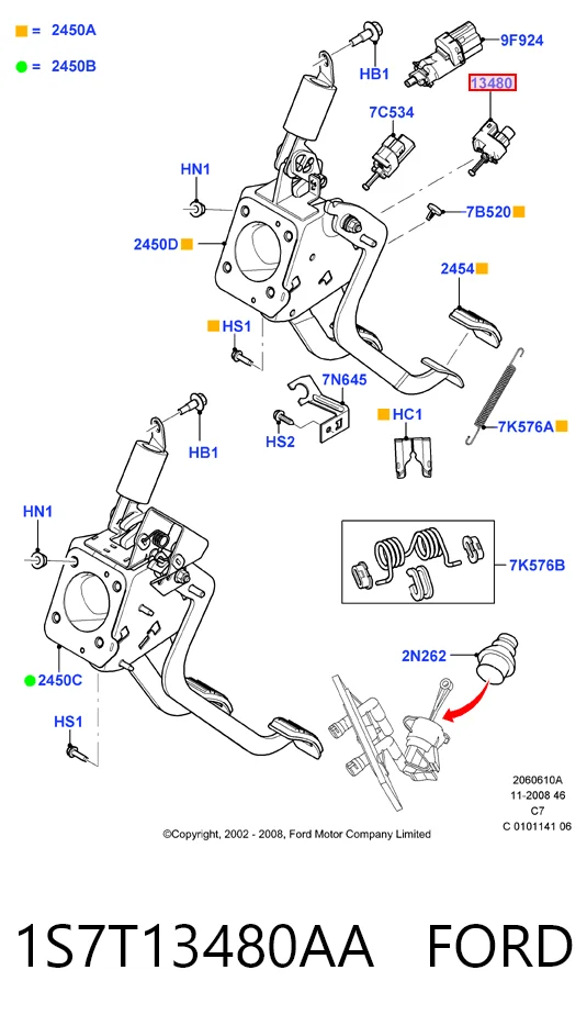 1S7T13480AA Ford Лягушка стоп-сигналу