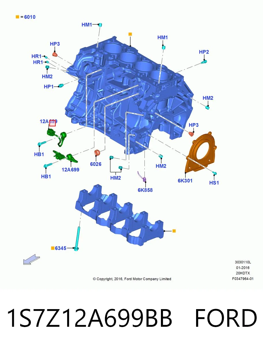 1S7Z12A699BB Ford Датчик детонації