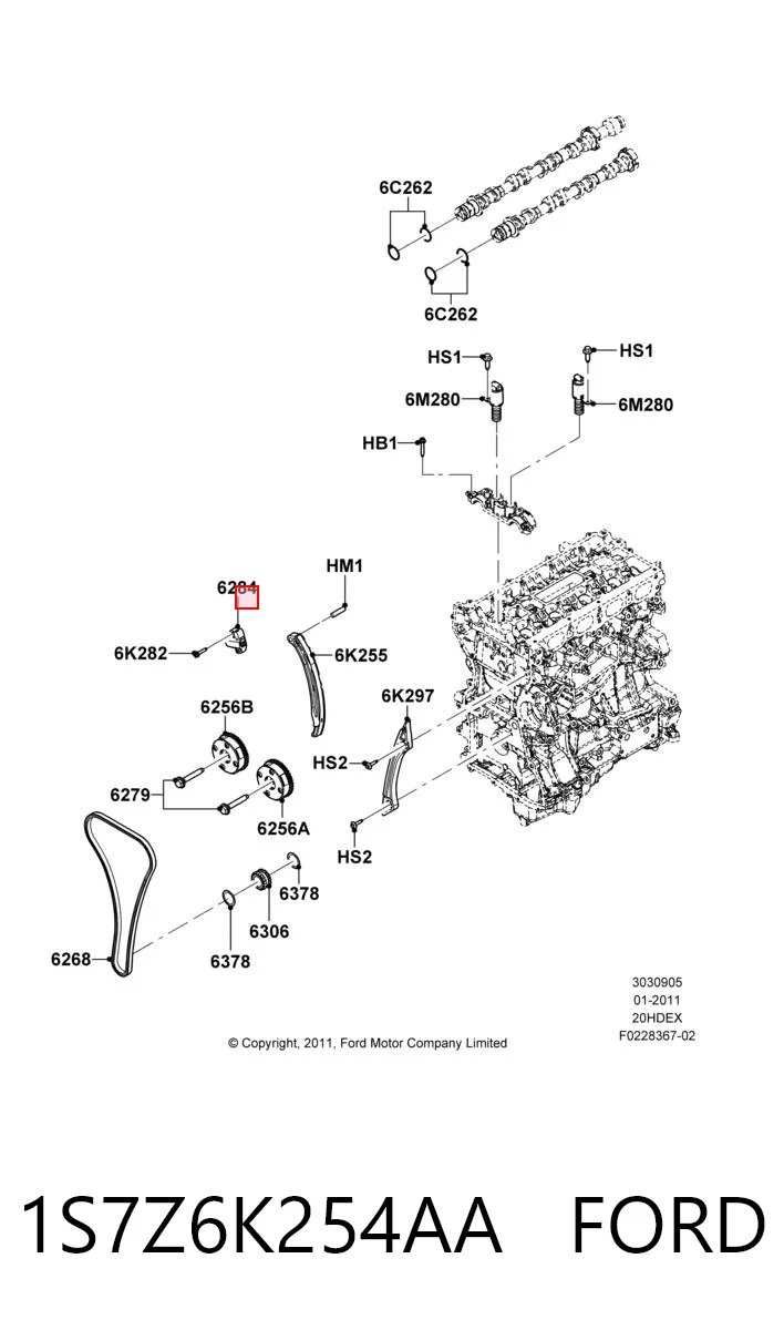 1S7Z6K254AA Ford Натягувач ланцюга ГРМ
