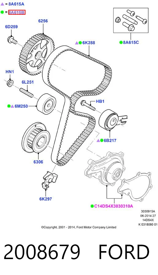 2008679 Ford Ремінь ГРМ, комплект