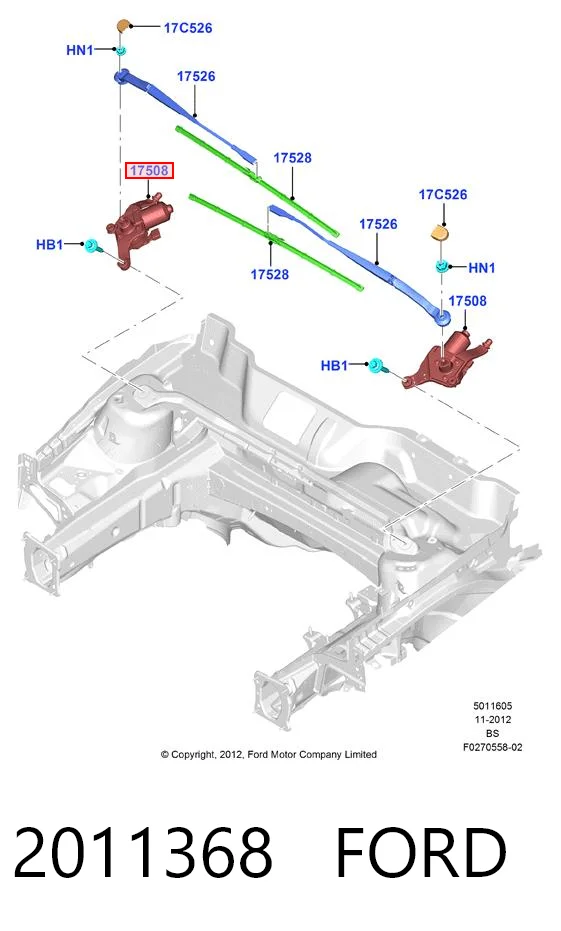 Двигун склоочисника лобового скла, правий Ford CV4417504AE ціна, від 28.15 USD
