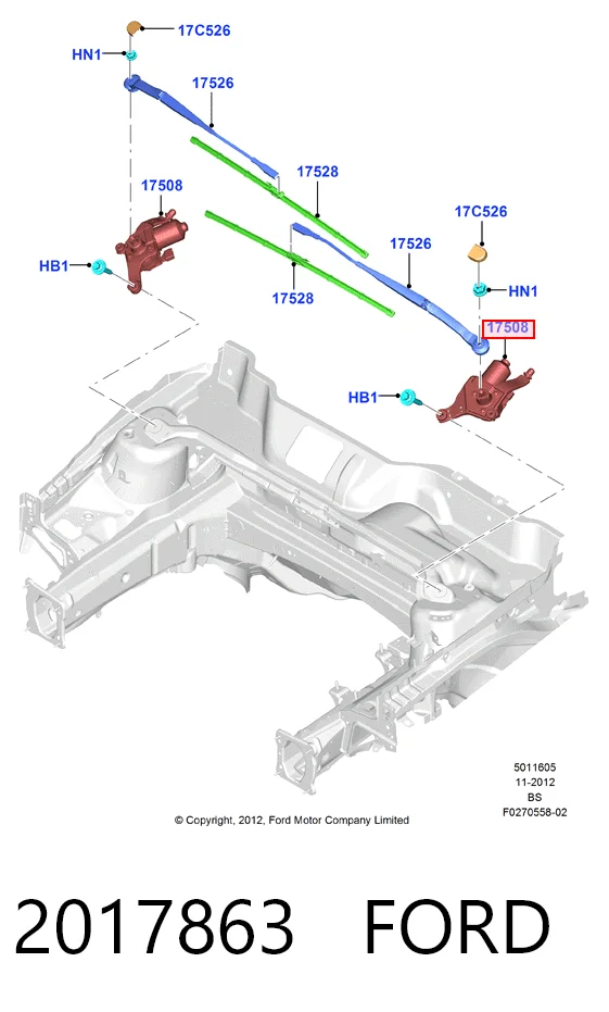 CV4417504BE Ford Мотор склоочисника лобового скла, лівий