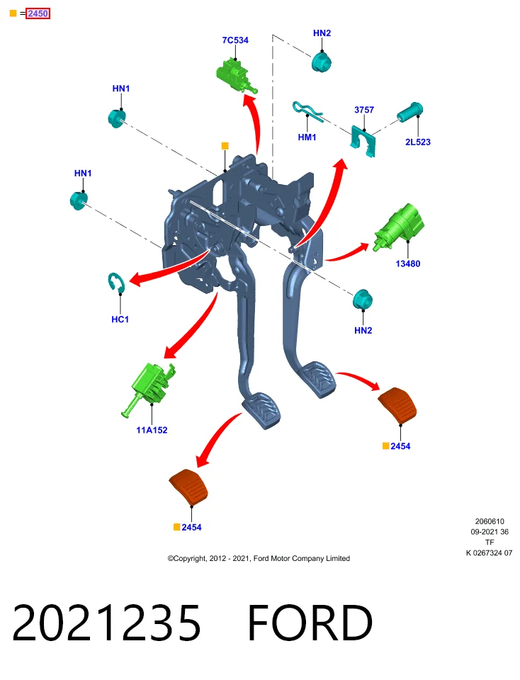 GK212450BF Ford Кронштейн педалей, педальний вузол