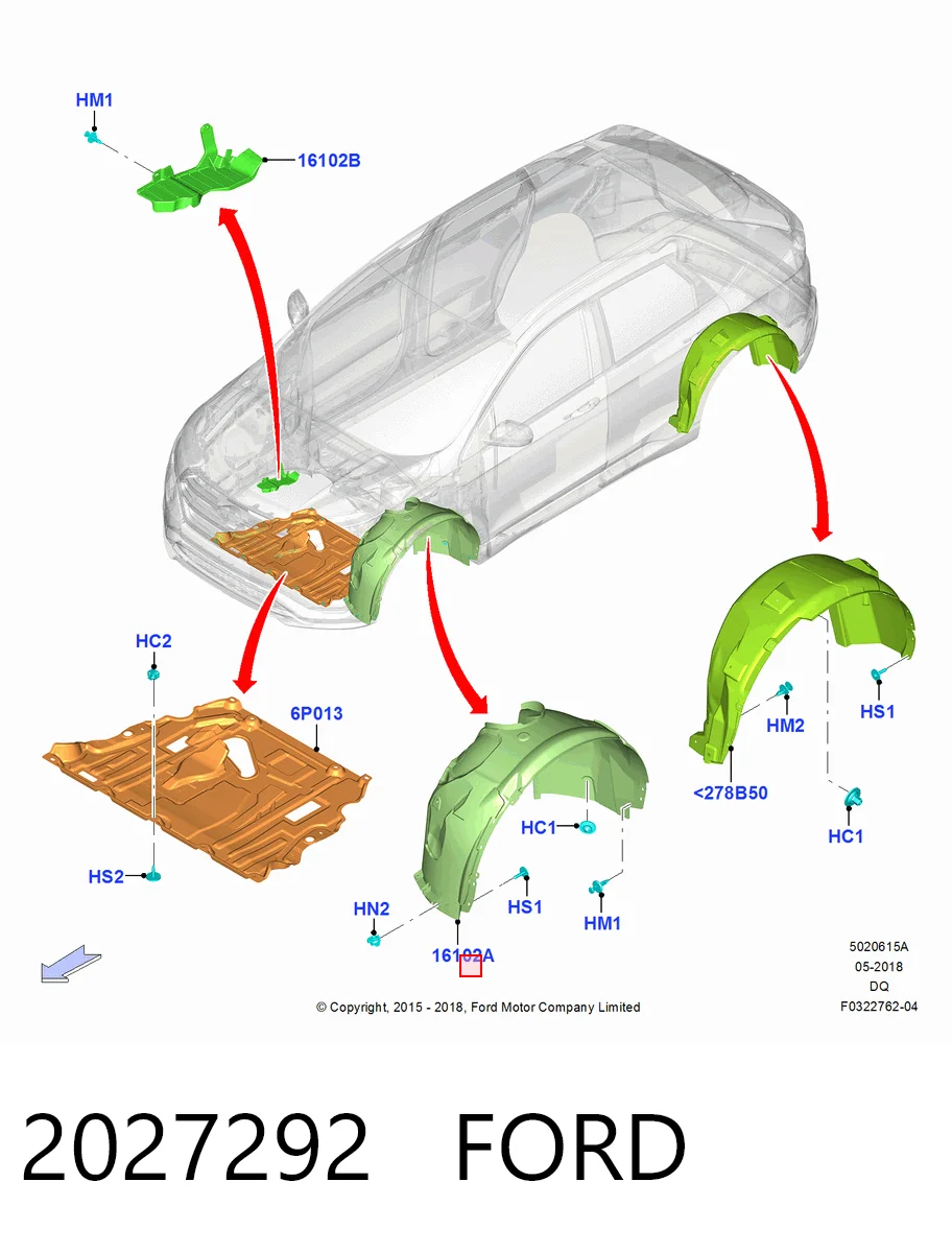 Подкрильнікі переднього крила, правий Ford Edge II позашляховик (CD539) (2014 - 2024) ціна, від 29.23 USD