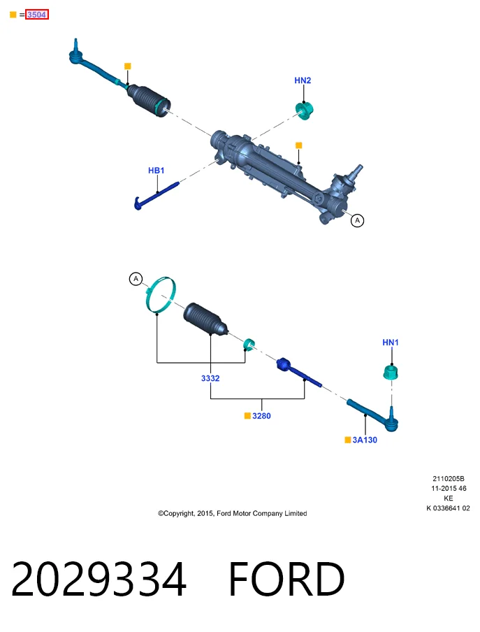 2029334 Ford Рейковий рульовий механізм