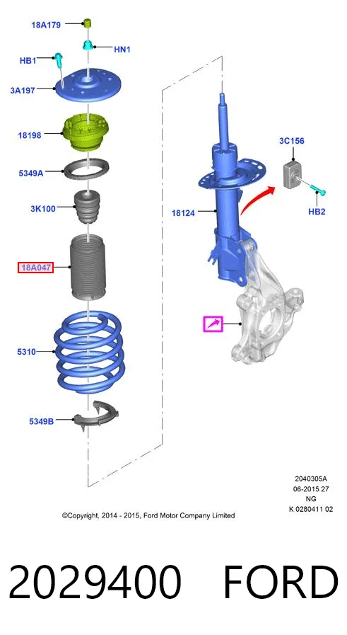 2029400 Ford Пильник стійки передньої