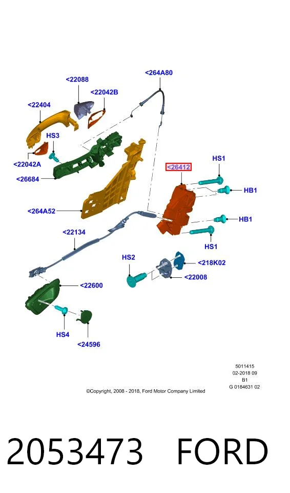 2053473 Ford Замок задньої дверї, правої