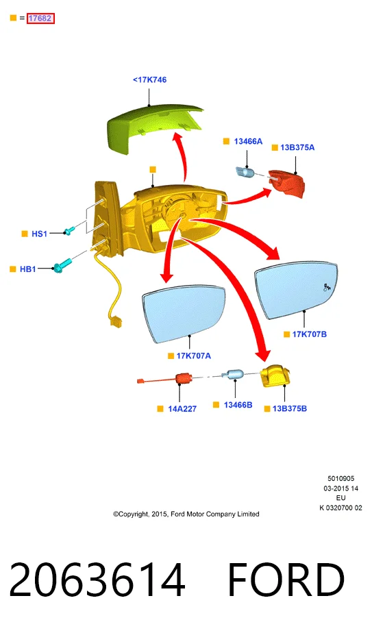 Ліве бічне дзеркало ART M0033062 ціна, від 131.26 USD
