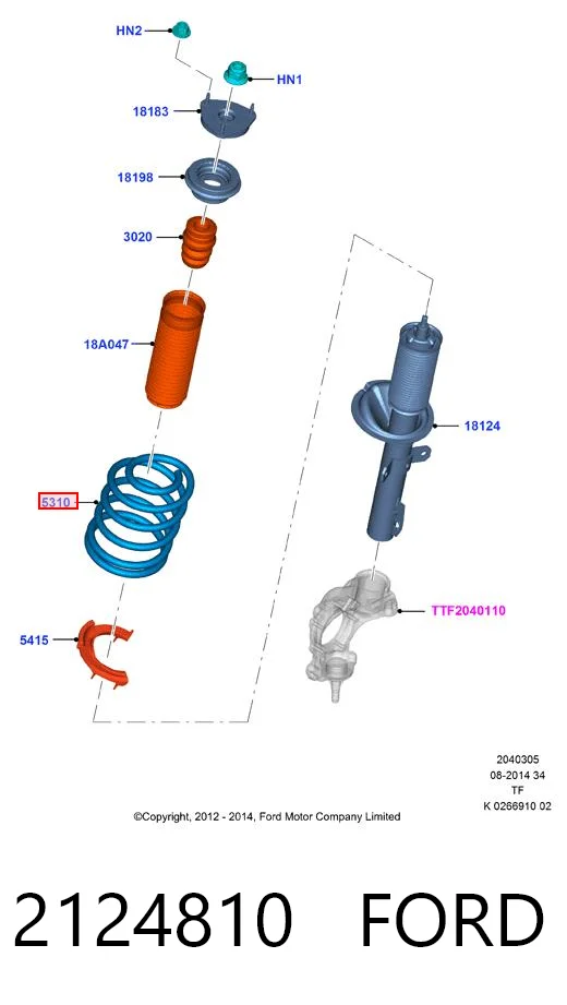 2124810 Ford Пружина амортизатора передняя