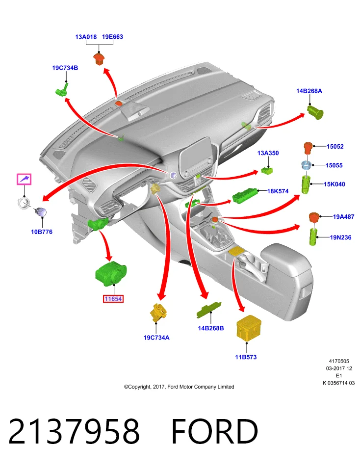 JX7T13D061LB Ford Перемикачі електричні (перемикач світла центральний)