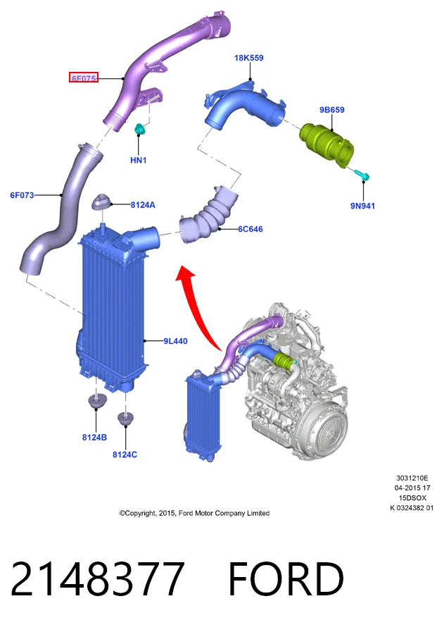 Шланг/патрубок интеркуллера F1F16F075BC Ford