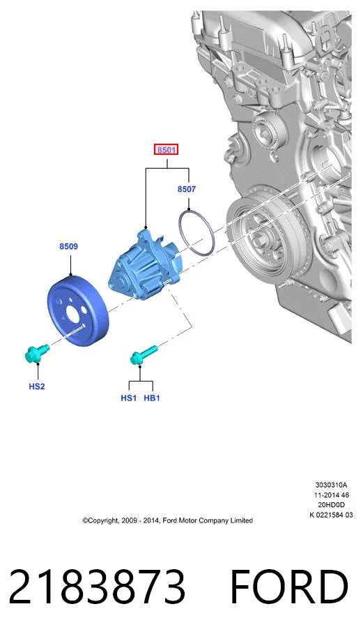 Помпа охолодження Ford 2183873 ціна, від 86.80 USD