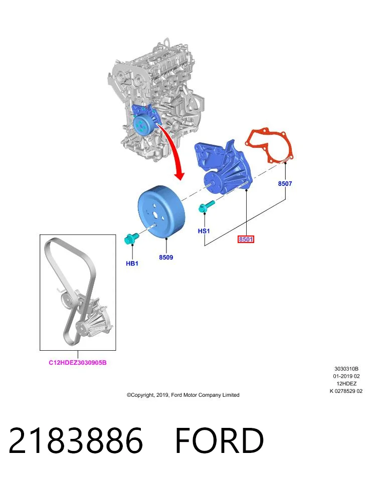 2183886 Ford Насос охолодження