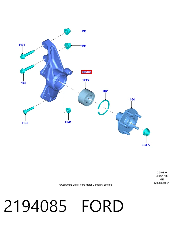 HMPJX6C3K170D1A Hmpx Цапфа - поворотний кулак передній, правий