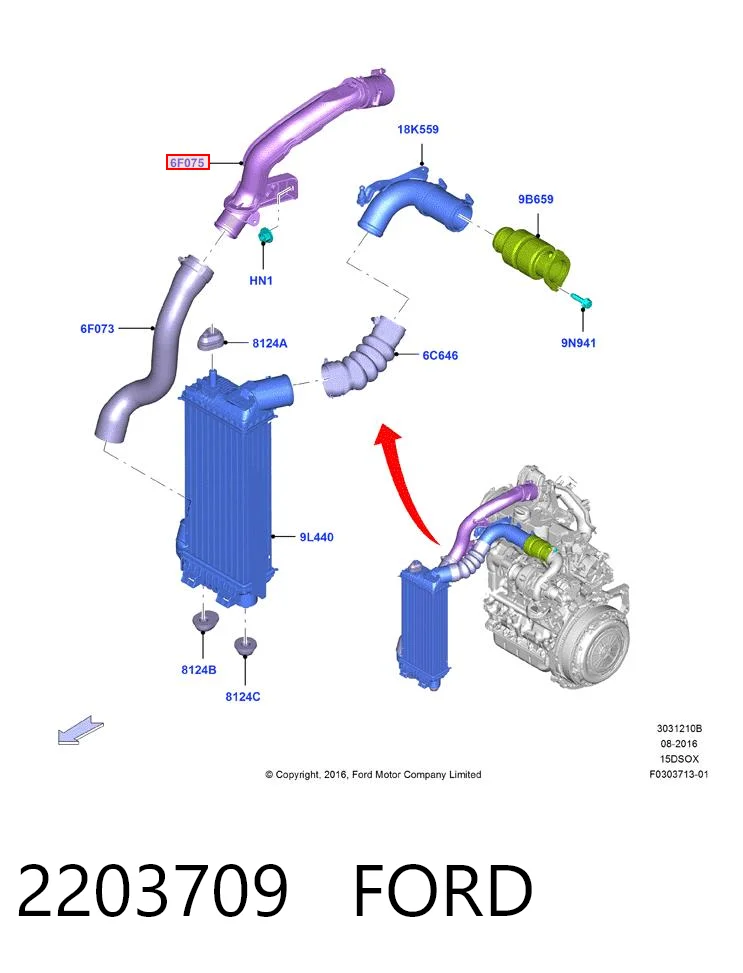 Шланг/патрубок інтеркуллера Ford F1F16F075BC