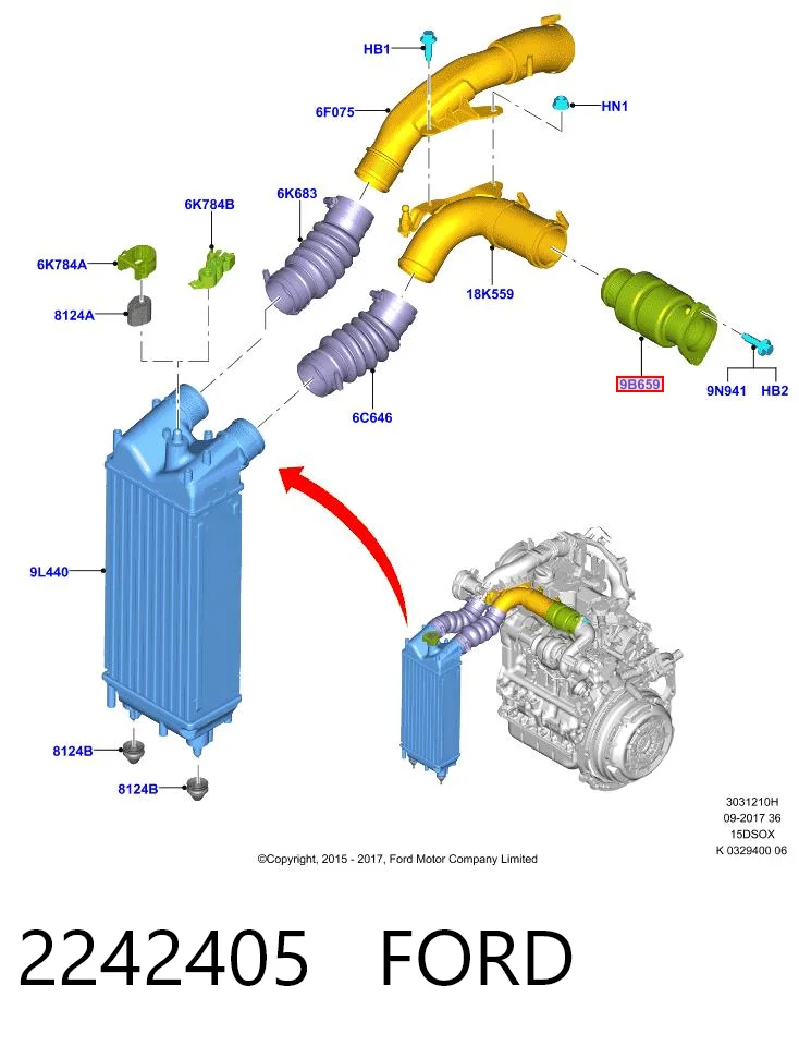 AV6Q9F764AA Ford Шланг/патрубок интеркуллера