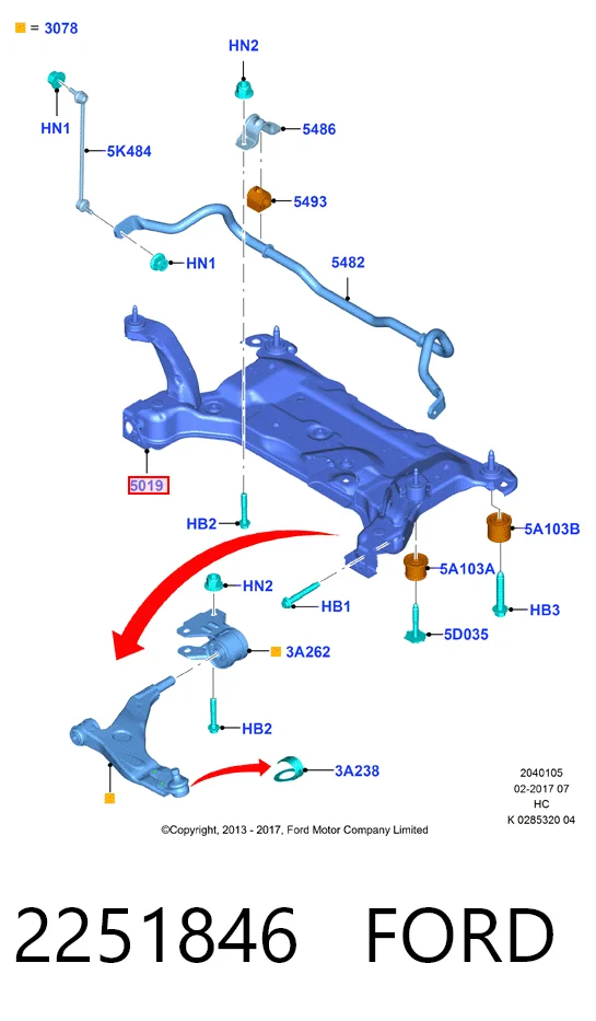 2251846 Ford Передня балка