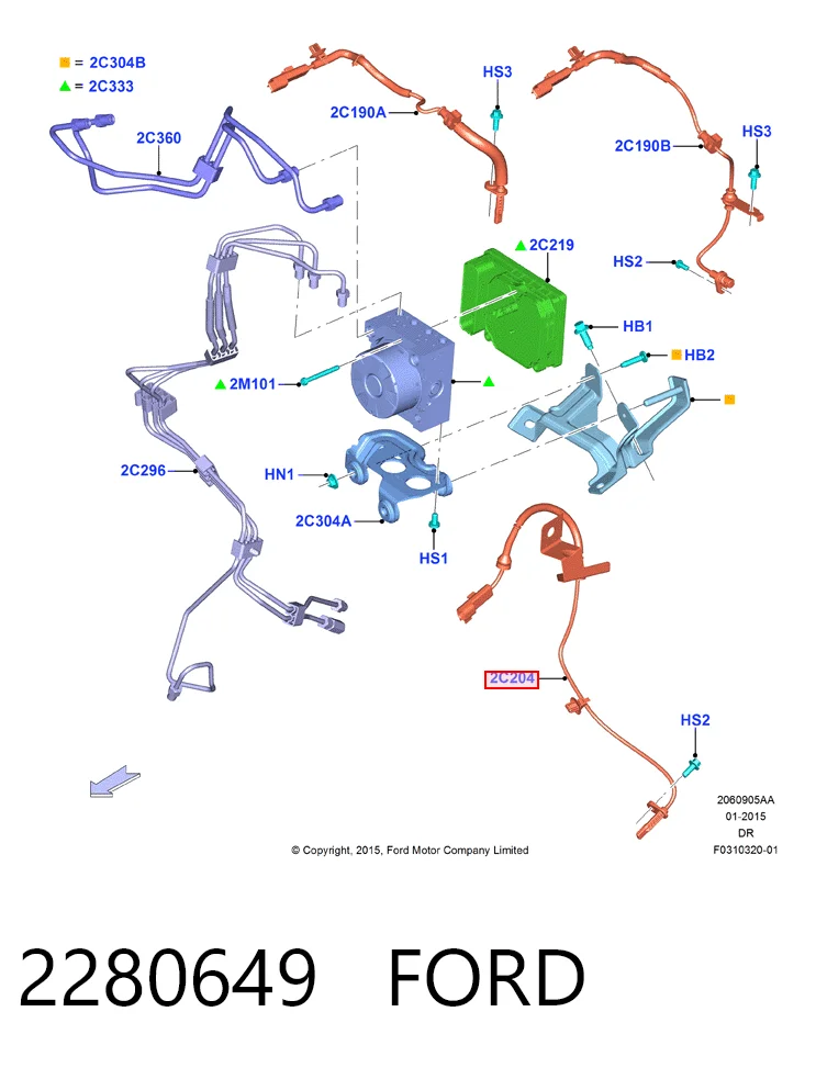 2280649 Ford Передній правий датчик абс