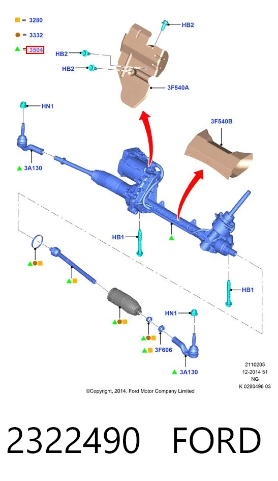 2322490 Ford Рейковий рульовий механізм