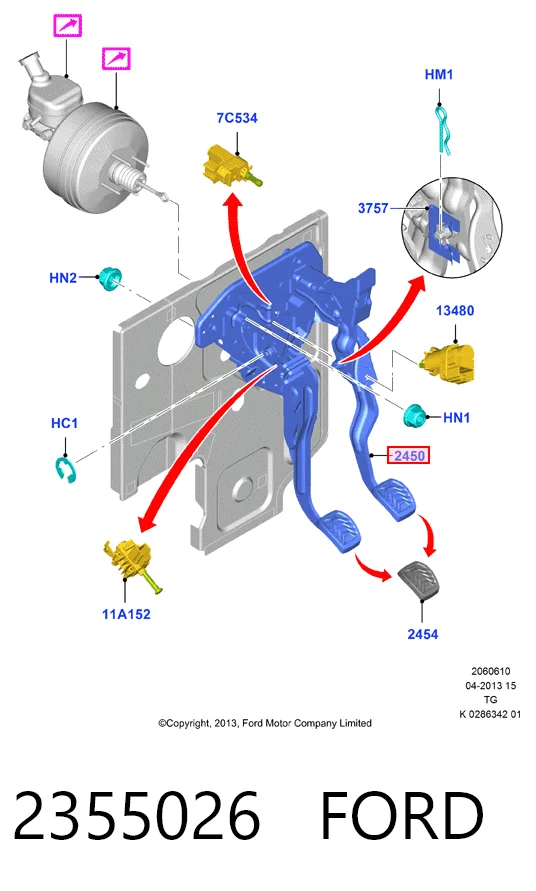 Купити GK212450BF Ford Кронштейн педалей, педальний вузол