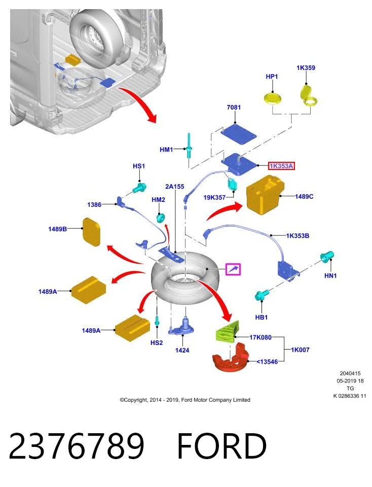 2376789 Ford Талі підйому запасного колеса