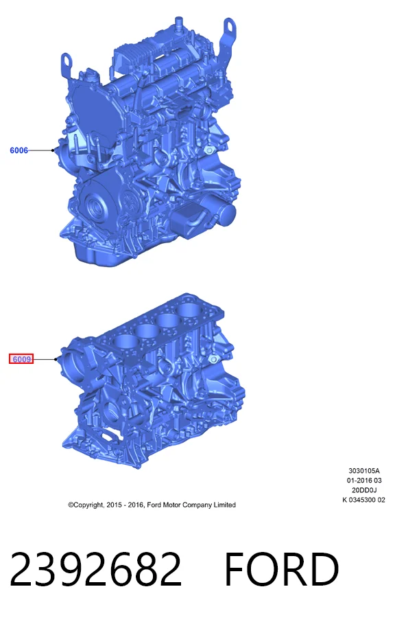 2450804 Ford Блок циліндрів двигуна