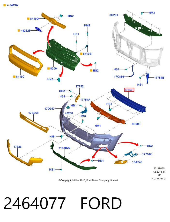 2347299 Ford Балка бампера переднього