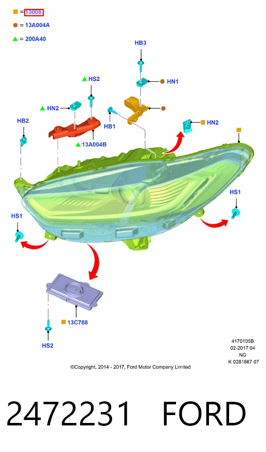 Купити ES7313D154CD Ford Права блок фара
