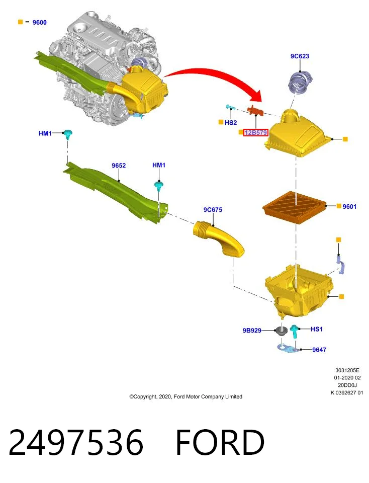 2497536 Ford Датчик витрати повітря