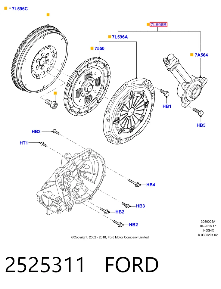 Комплект зчеплення (3 частини) Ford 8V217C623BA ціна, від 224.52 USD