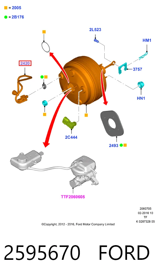 GK212A152BC Ford Трубопроводи підсилювача вакуумного