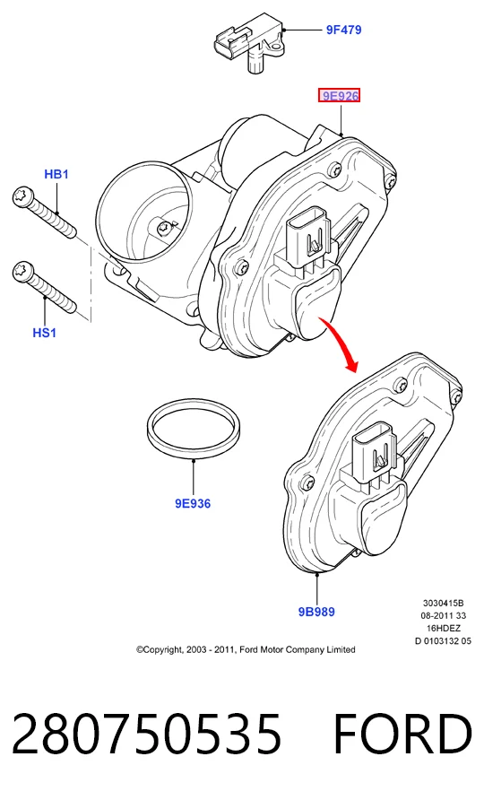 280750535 Ford Дросільна заслінка в зборі
