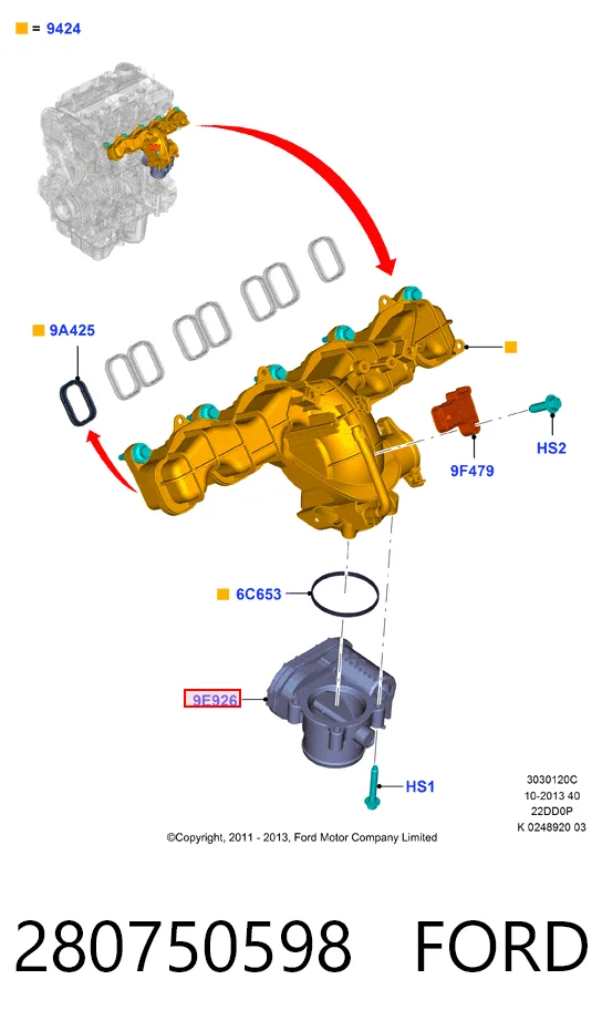 280750598 Ford Дросільна заслінка в зборі