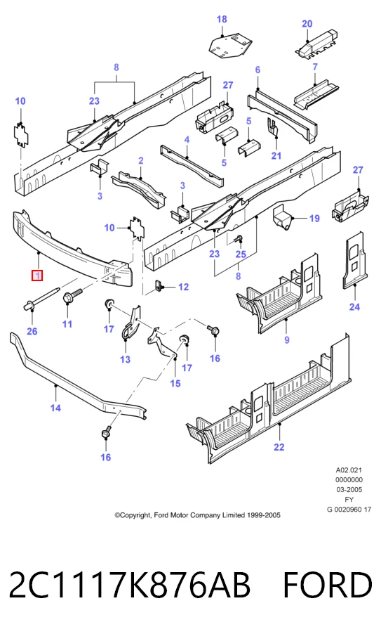 Шина бампера переднього Ford Transit V автобус (V184/5) (2000 - 2006) ціна, від 56.76 USD