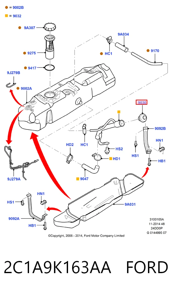 2C1A9K163AA Ford Кришка / пробка бензобака